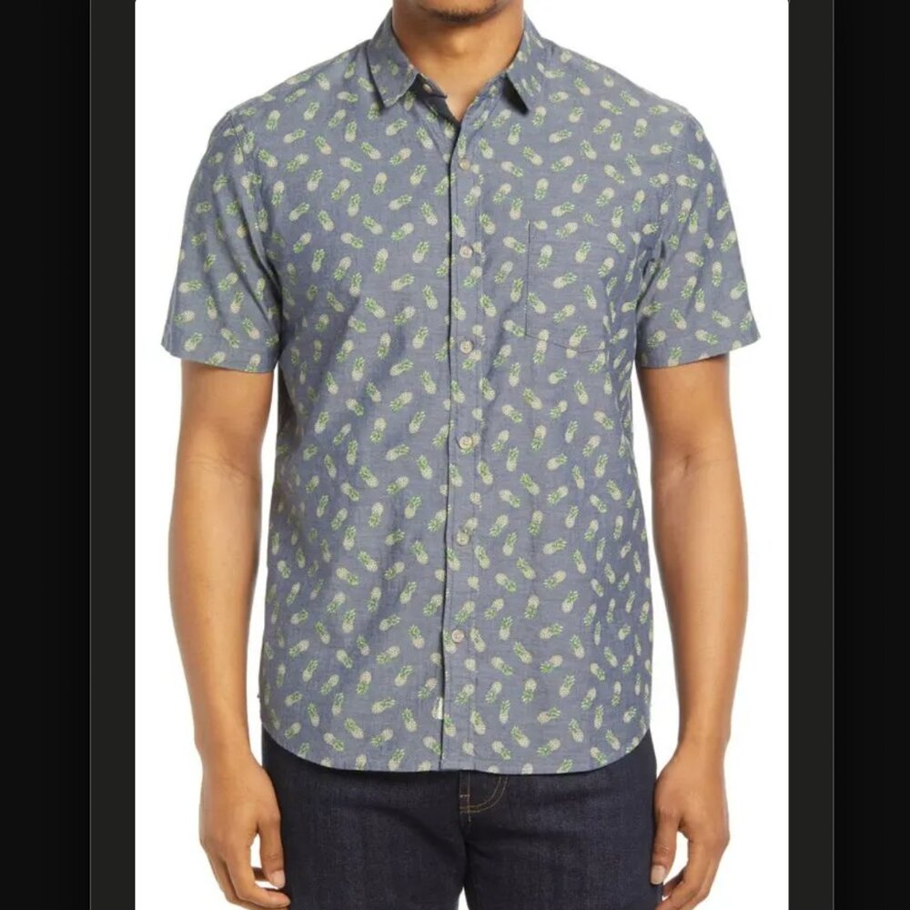 Marine Layer Pineapple Print Chambray Button Up
